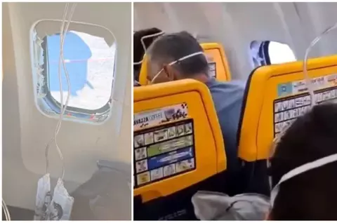 Panică într-un avion Ryanair după ce un geam s-a spart și un pasager a fost tras pe jumătate în afară: "Capul și umerii îi ieșeau prin hubloul spart"