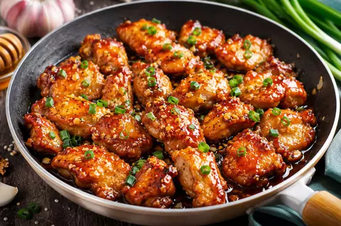 Rețetă de pui cu miere și usturoi. Trucul care îți garantează un sos lucios, aromat și perfect caramelizat