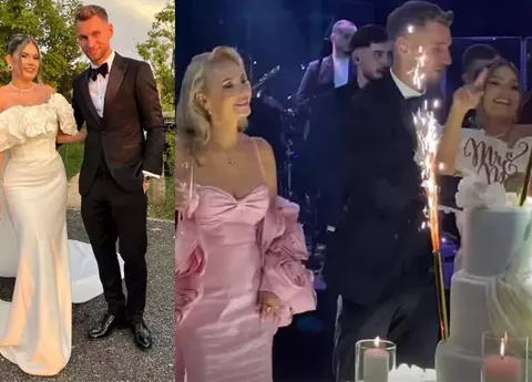 Cum arată soția lui Marius Șumudică. Nașa Liliana a atras toate privirile la nunta lui Denis Drăguș, într-o rochie roz, cu decolteu