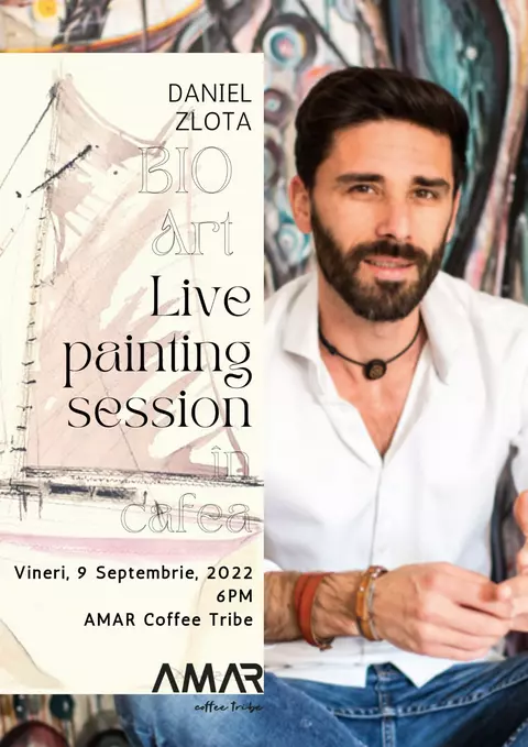 Live painting session în cafea cu Daniel Zlota, la Amar Coffee Tribe