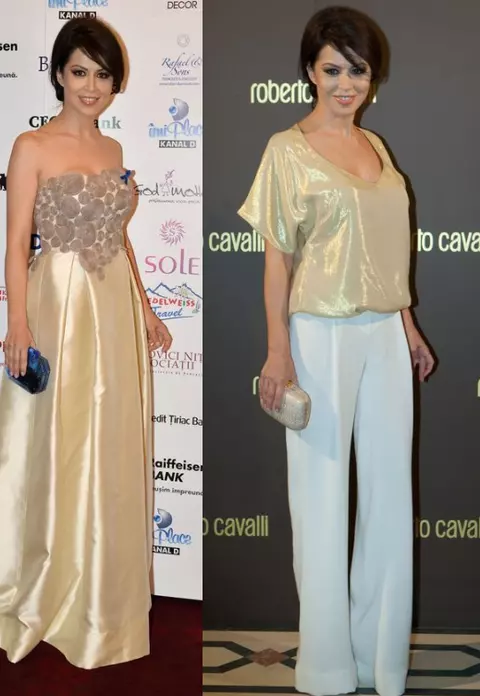 SIMONA PĂTRULEASA, două outfit-uri aurii în aceeaşi seară