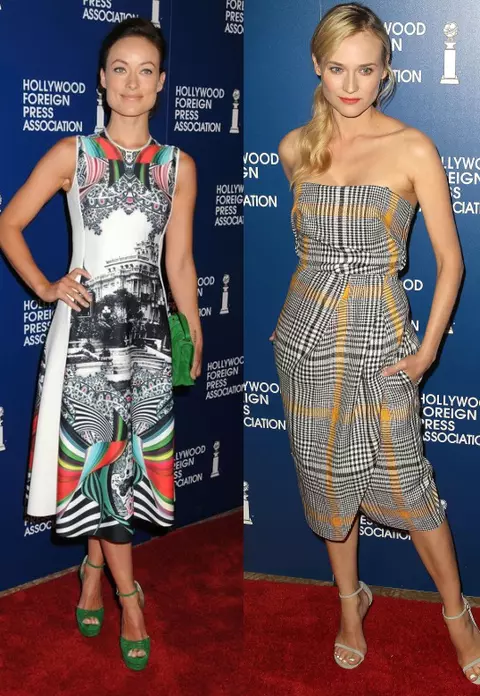 Diane Kruger şi Olivia Wilde, două ţinute cu imprimeuri grafice