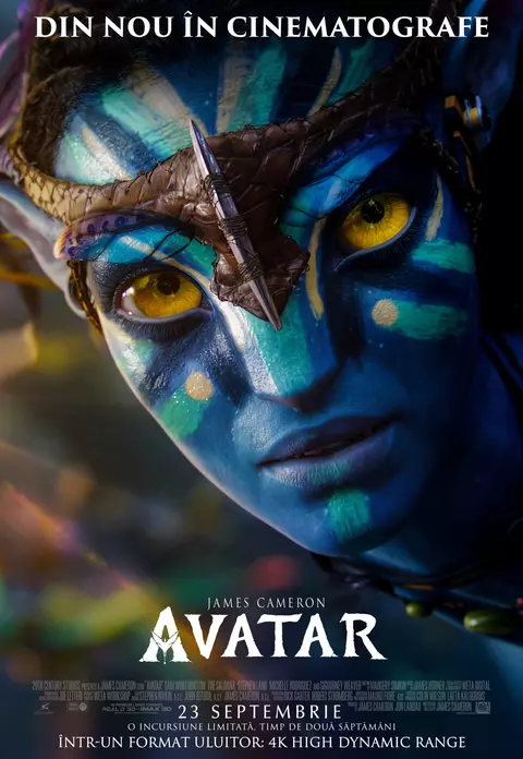 Filmul „AVATAR”  regizat de James Cameron se reîntoarce în cinematografe în data de 23 septembrie în format 4K HDR