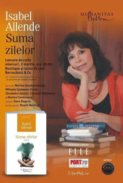 Lansarea volumului “Suma zilelor” de Isabel Allende