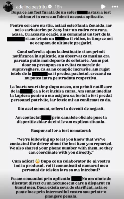 Problema cu care s-a confruntat Adelina Pestrițu