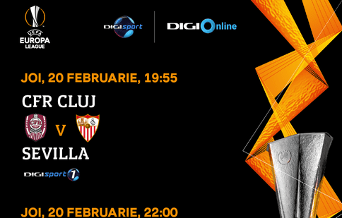 Digi Sport 1 transmite în direct meciul CFR Cluj - FC Sevilla, joi, 20 februarie