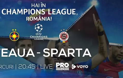 În seara asta, Steaua – Sparta Praga joacă live la Pro TV