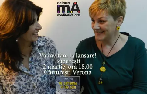 Cartea "Trei săptămâni, cu trei copii", de Iulia Cruț, se lansează pe 2 martie la București