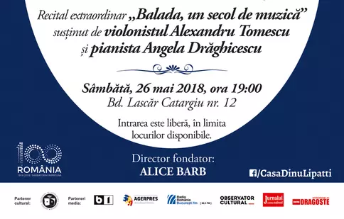 Alexandru Tomescu va susține recital cu vioara Stradivarius la Casa Artelor „Dinu Lipatti”, sâmbătă, 26 mai