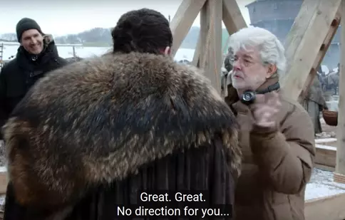 Din culisele primului episod din „Urzeala tronurilor”. Regizorul George Lucas îi dă indicații lui Kit Harington!