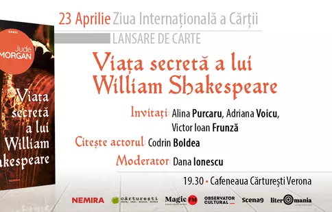 Pe 23 aprilie, Editura Nemira lansează romanul „Viața secretă a lui William Shakespeare”, de Jude Morgan
