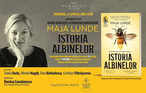 Editura Humanitas Fiction lansează miercuri, 17 aprilie, romanul „Istoria albinelor”, scris de Maja Lunde