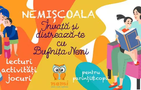 Editura Nemi ne invită la „NemiȘcoala - Lecturi, activități, jocuri cu Bufnița Nemi”