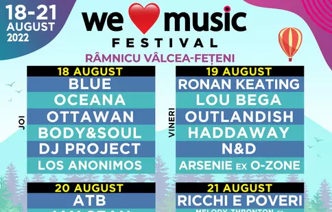 We Love Music Festival 2022 – Lineup-ul pe zile și bilete disponibile pentru fiecare zi de festival!
