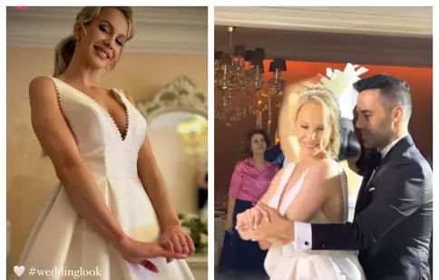 Sandra Izbașa și Răzvan Bănică s-au căsătorit religios. Fosta gimnastă, spectaculoasă în rochia de mireasă. „Exact acum trei ani ne-am cunoscut”