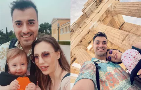 Liviu Teodorescu, cu portbebe-ul în vacanță! Artistul este într-un city break cu soția și fetița lor de 9 luni
