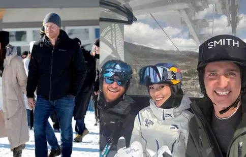 Escapadă de lux pe pârtie! Prințul Harry, surprins cu Justin Trudeau și Katy Perry la schi. Imagini inedite cu Ducele de Sussex