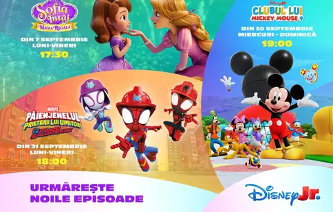 Ce desene animate noi apar la Disney Jr. în septembrie: Sofia Întâi, Păienjenelul Marvel și Mickey Mouse