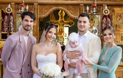 Theo Rose și Anghel Damian, nași de cununie și botez, deși nu sunt căsătoriți. Primele imagini 