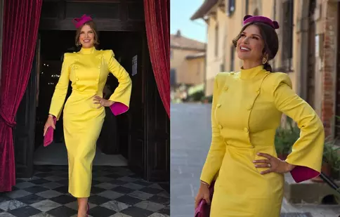 Monica Bîrlădeanu, apariție elegantă la o nuntă din Toscana. Actrița a purtat o ținută care a atras toate privirile