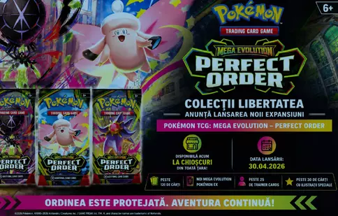 Colecții Libertatea aduce la chioșcuri noua expansiune Pokémon TCG: Mega Evolution – Perfect Order
