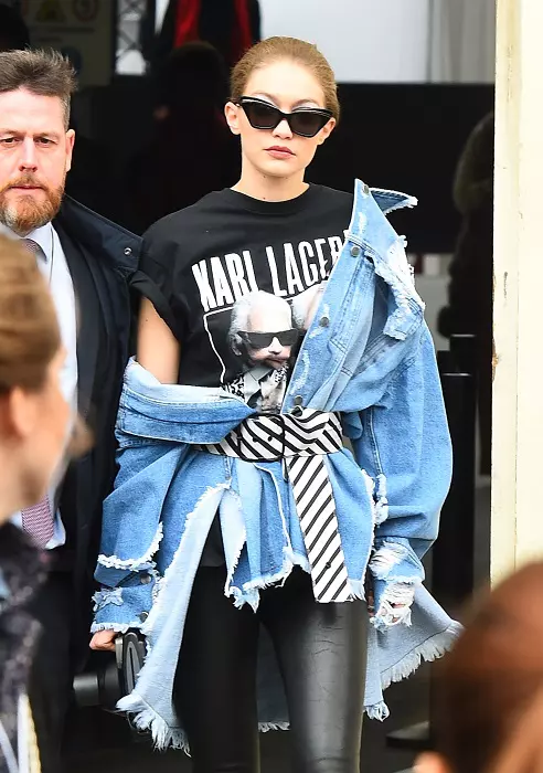 Chanel Fashion show in Paris, Backstage Gigi Hadid, Bella Hadid, Cara Delevingne and Kendall Jenner are seen leaving the Grand Palais.