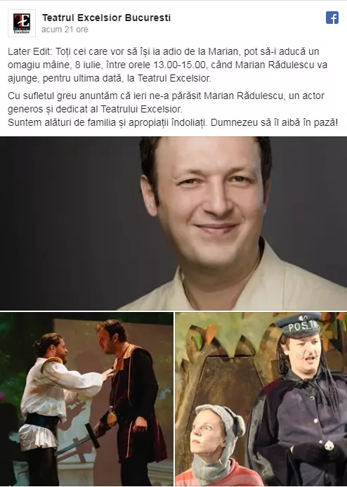 Actorul Marian Rădulescu s-a sinucis