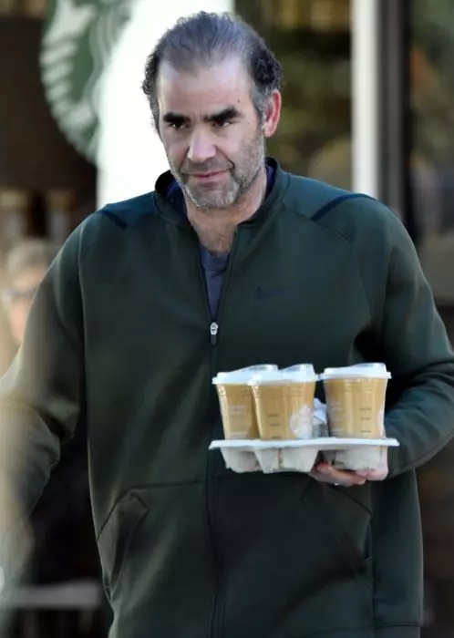 EXCLUSIVE: Tennis Player Pete Sampras Is Unrecognizable As He Is Seen Grabbing Coffee From Starbucks In The Beverly Glen Shopping Center - 26 Jan 2024