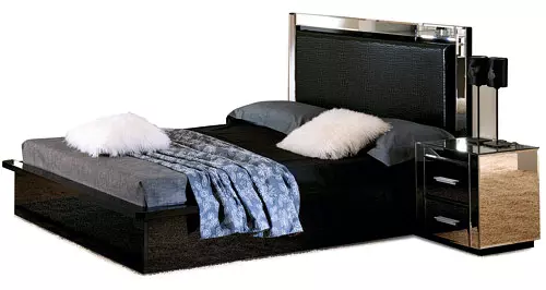 Pat din set de dormitor Opulence, din MDF vopsit lucios, 172x218x115 cm, Mobexpert