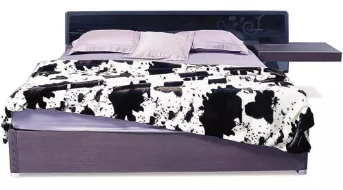 Pat cu tablie din sticla imprimata, disponibil pe stejar alb, wenge si gri, 223x259x88 cm, 8.950 lei, Singways