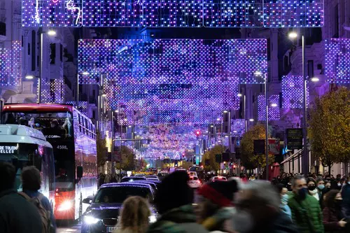 Christmas Lights On The Streets Of Downtown Madrid, Spain - 04 Dec 2021