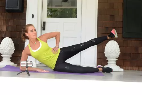 Brooke Shields Working out on her Front Porch