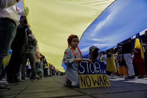 Ukrainian Community In Mexico Protests Against Russia After Deployment Of Armed Troops, Mexico City - 06 Mar 2022