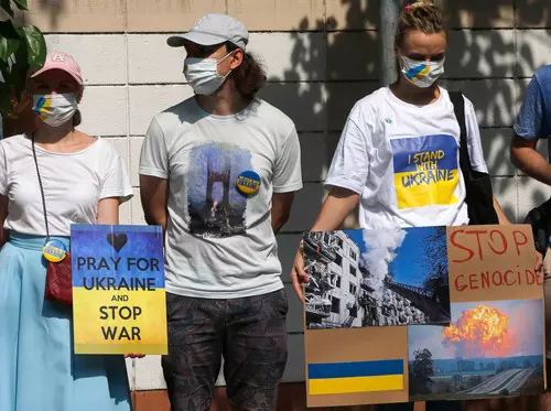 Anti-war protest continues in Bangkok, Thailand - 07 Mar 2022