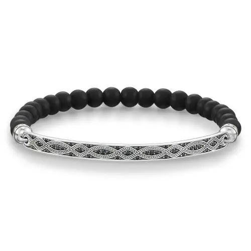 bratara obsidian mat cu argint si cubic zirconia