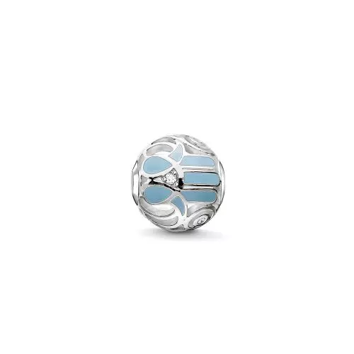 talisman argint cu email bleu si cubic zirconia