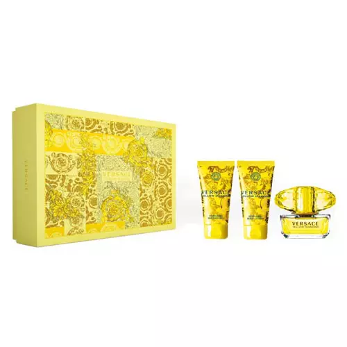 Set cadou Yellow Diamond, Versace, 355 lei (conține Yellow Diamond EDT 50 ml, gel de duș 50 ml și loțiune de corp 50 ml)