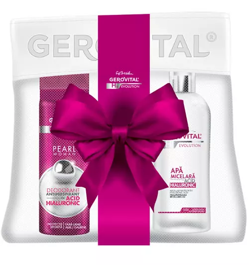 Set cadou Gerovital H3 Evolution, 74,35 lei (conține cremă cu Acid Hialuronic 3%, apă micelară și deodorant)