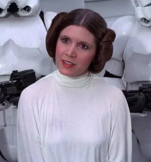 Leia Organa (Carrie Fisher) în seria `Star Wars` din perioada 1977-2017