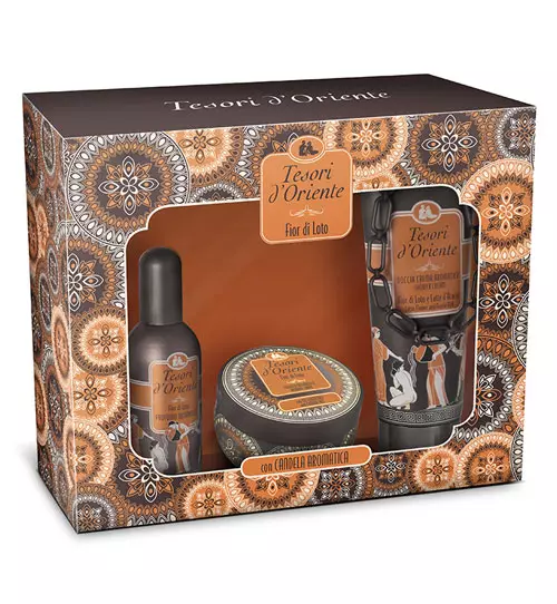 Set cadou Fior di Loto, Tesori d’Oriente, 39,4 lei (conține EDT100 ml, gel de duş 250 ml şi lumânare aromatică)