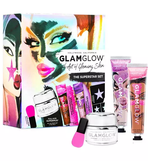 Set pentru îngrijirea tenului The Superstart Set, Glamglow, 264 lei, în magazinele Sephora (conține 3 măști pentru curățarea tenului și fermitate: mască de fermitate SuperMud 50 g; mască GravityMud Pink 30 ml și mască GravityMud Purple 30 ml)