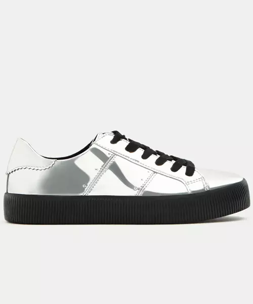 Pantofi sport negri metalizati, Pull & Bear, 149,90 lei