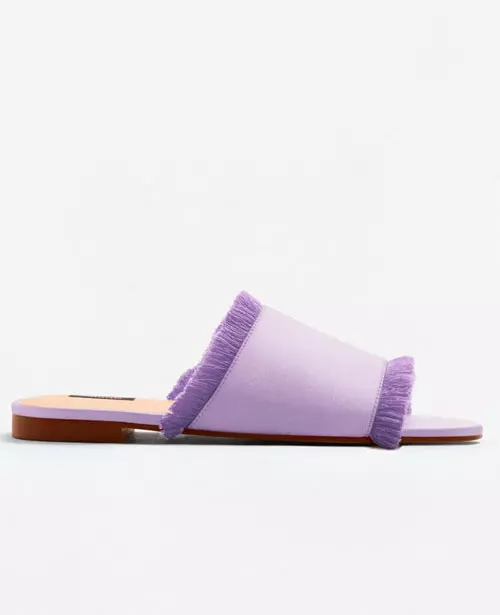Papuci satinati, cu franjuri, Mango, 99,90 lei