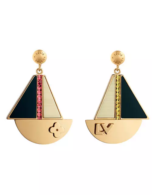 Cercei metalici cu aplicatii din cristale, Louis Vuitton, cu pretul la cerere