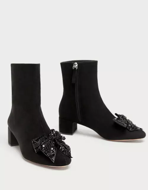 Botine cu toc si funda din margele, Zara, 199,90 lei