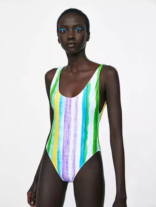 Costum de baie cu dungi, Zara, 59,90 lei