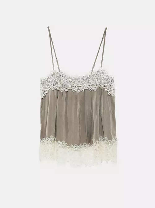 Top din satin și dantelă, Zara, 149,90 lei