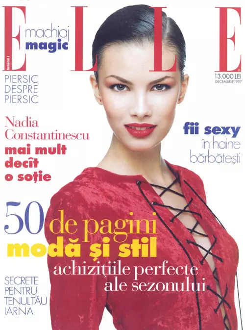 Prima coperta Elle Romania, fotografiata in 1997