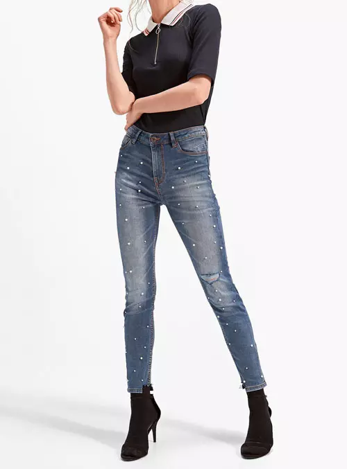 Jeans cu talie înaltă, Stradivarius, 139,90 lei