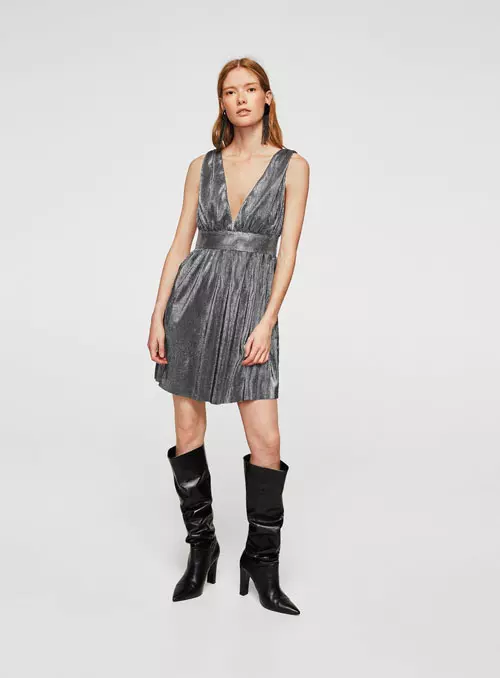 Rochie plisata metalizata, Mango, 159,90 lei